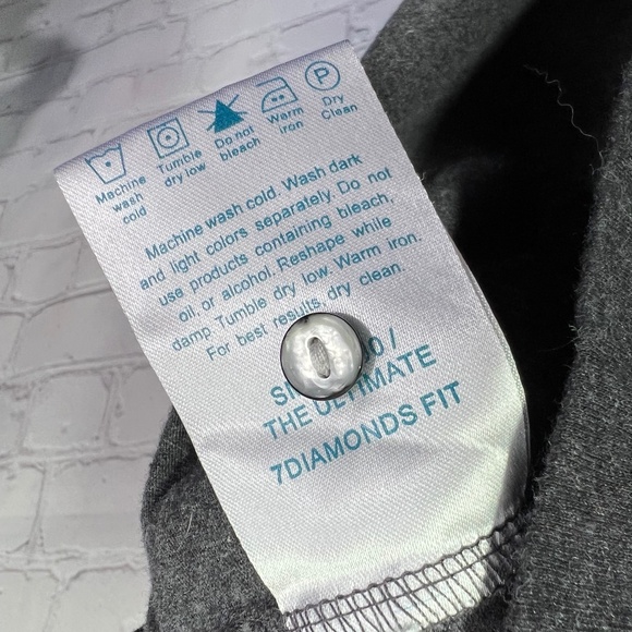 |•7 DIAMONDS•| Grey Polo Shirt Black Trim Size Large - Picture 8 of 12
